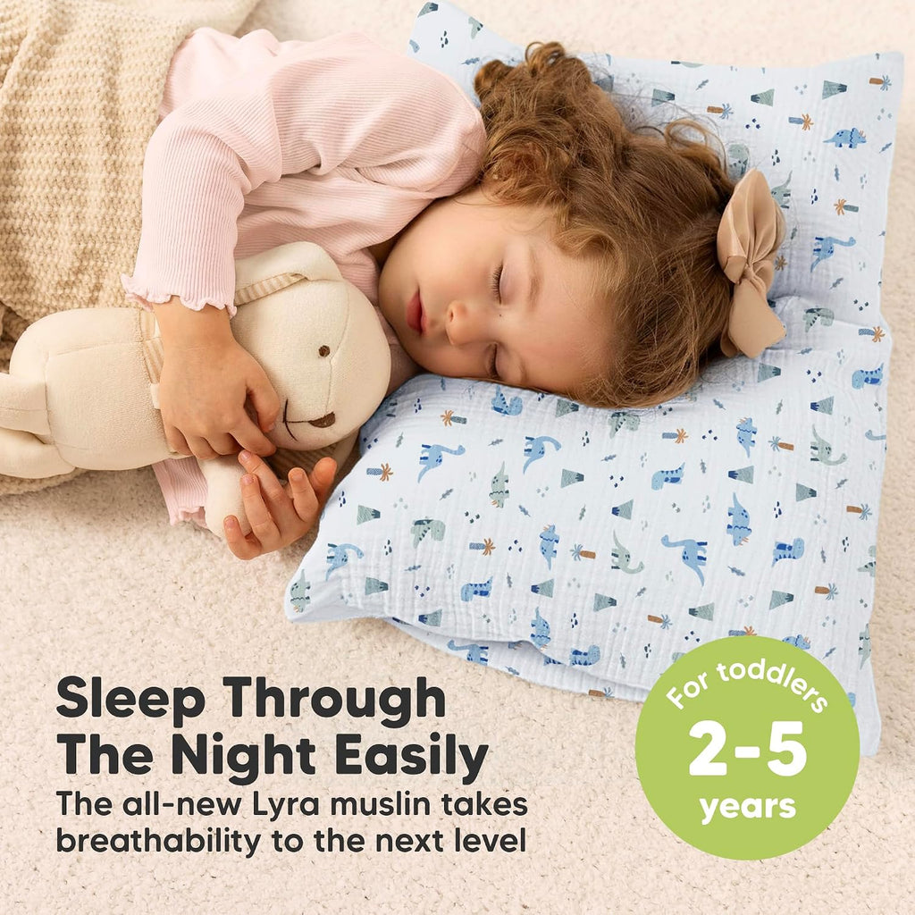 KeaBabies Toddler Pillow with Pillowcase – 13x18 Soft, Breathable Organic Cotton Muslin Kids Pillow for Sleeping, Travel, Preschool Nap…
