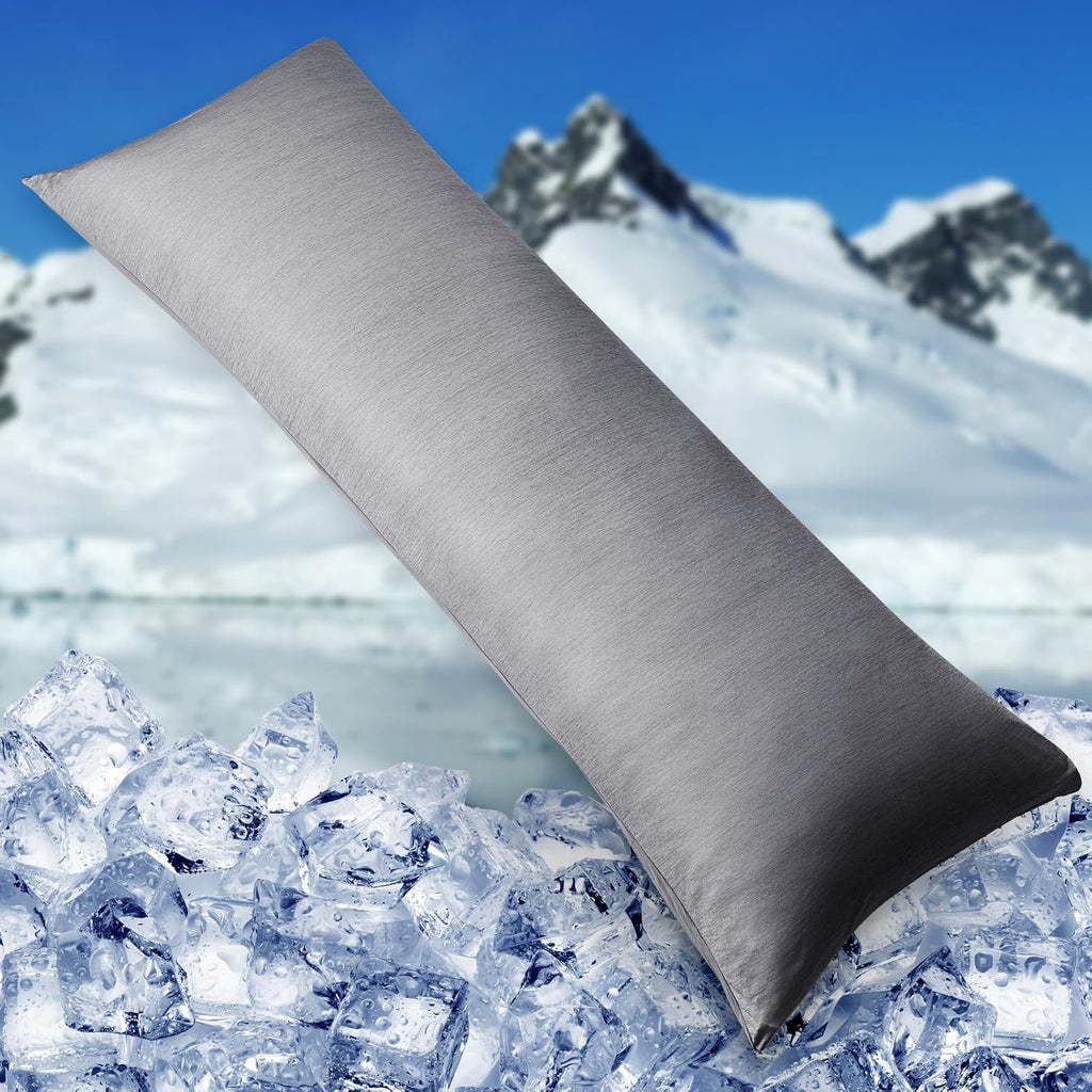 Homfine Cooling Pillowcase Body Size - Double Side Q-Max 0.439 Cooling Fiber for Pillow Protector, Long Cold Pillow Cover for Hot Sleeper N…
