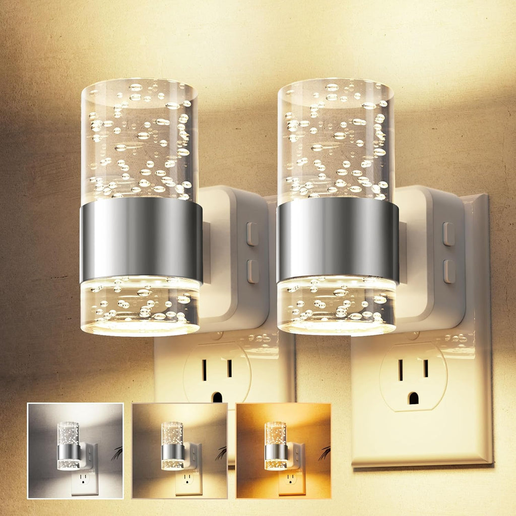 L LOHAS LED Night Lights Plug into Wall 2 Pack, Dimmable Night Light with Dusk-to-Dawn Sensor, Soft White/Cool White/Amber 3 Color Light…