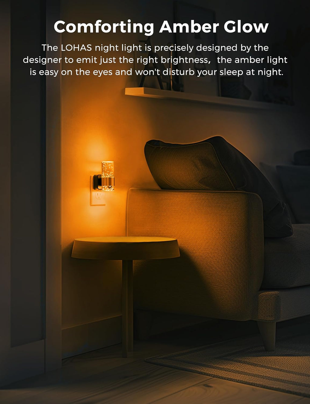 Night Light, 1-Pack Modern Night Lights Plug into Wall, Dimmable Amber Night Light with Auto Light Sensor, Wall Sconce-style Design…