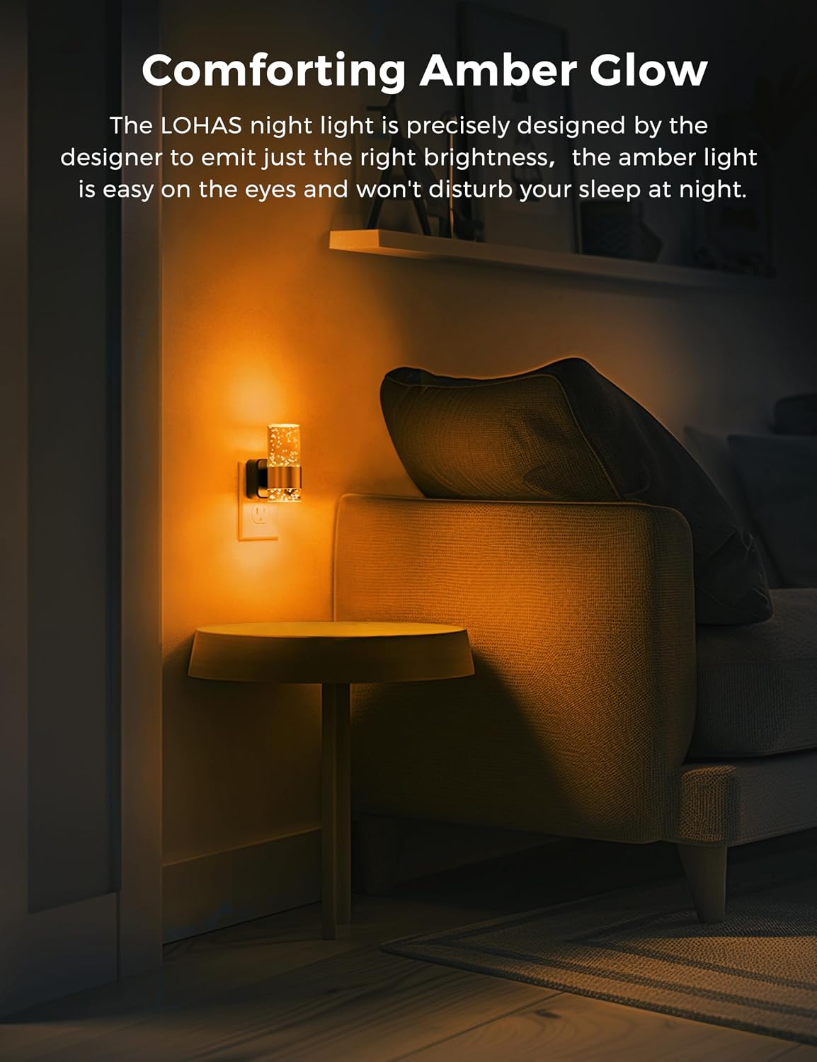 Night Light, 1-Pack Modern Night Lights Plug into Wall, Dimmable Amber Night Light with Auto Light Sensor, Wall Sconce-style Design…