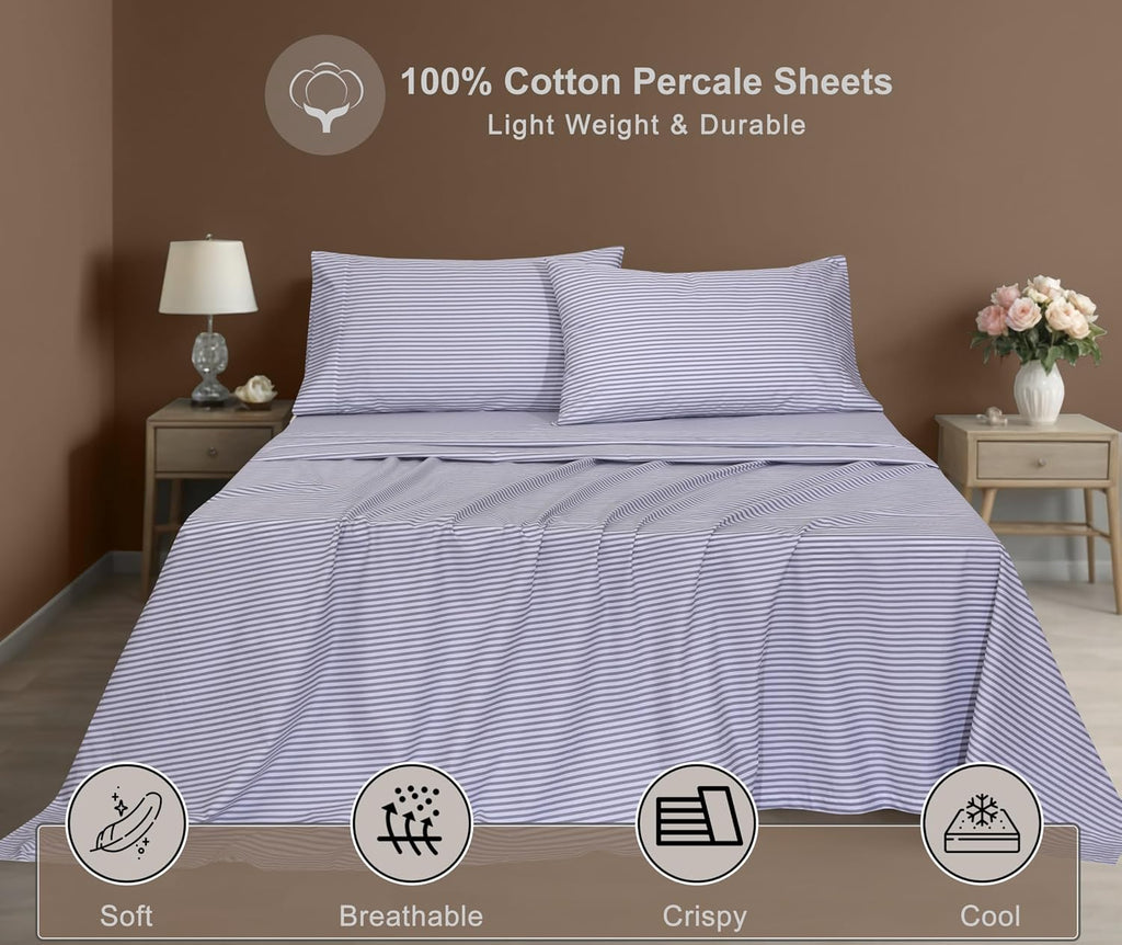 Zoyer 100% Cotton Sheets – Twin XL Size Percale Bedding, Cooling & Breathable, Durable with a Crisp, Soft & Comfortable Feel, 16" Deep Pock…
