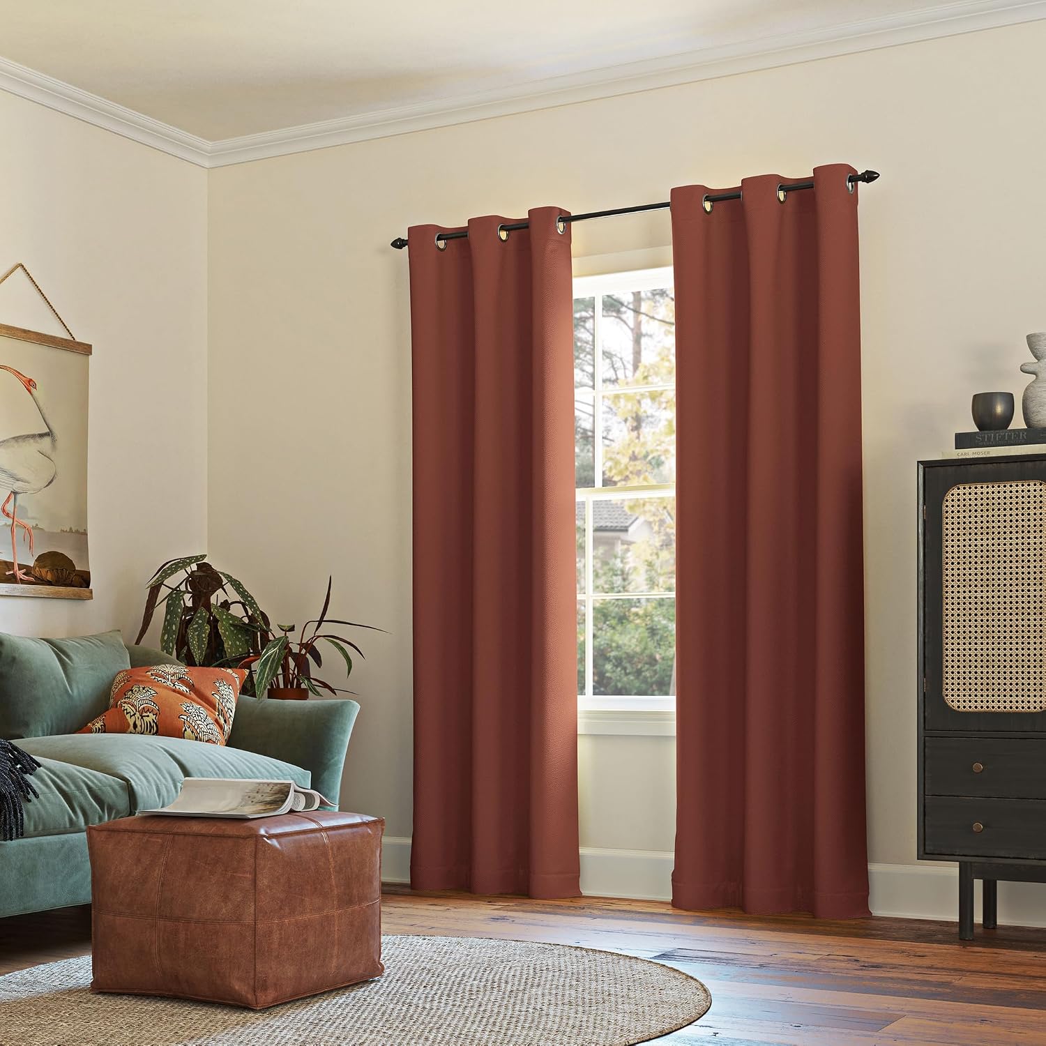 Sun Zero Easton Energy Saving Blackout Grommet Curtain Panel, 40" x 84", Terracotta Orange