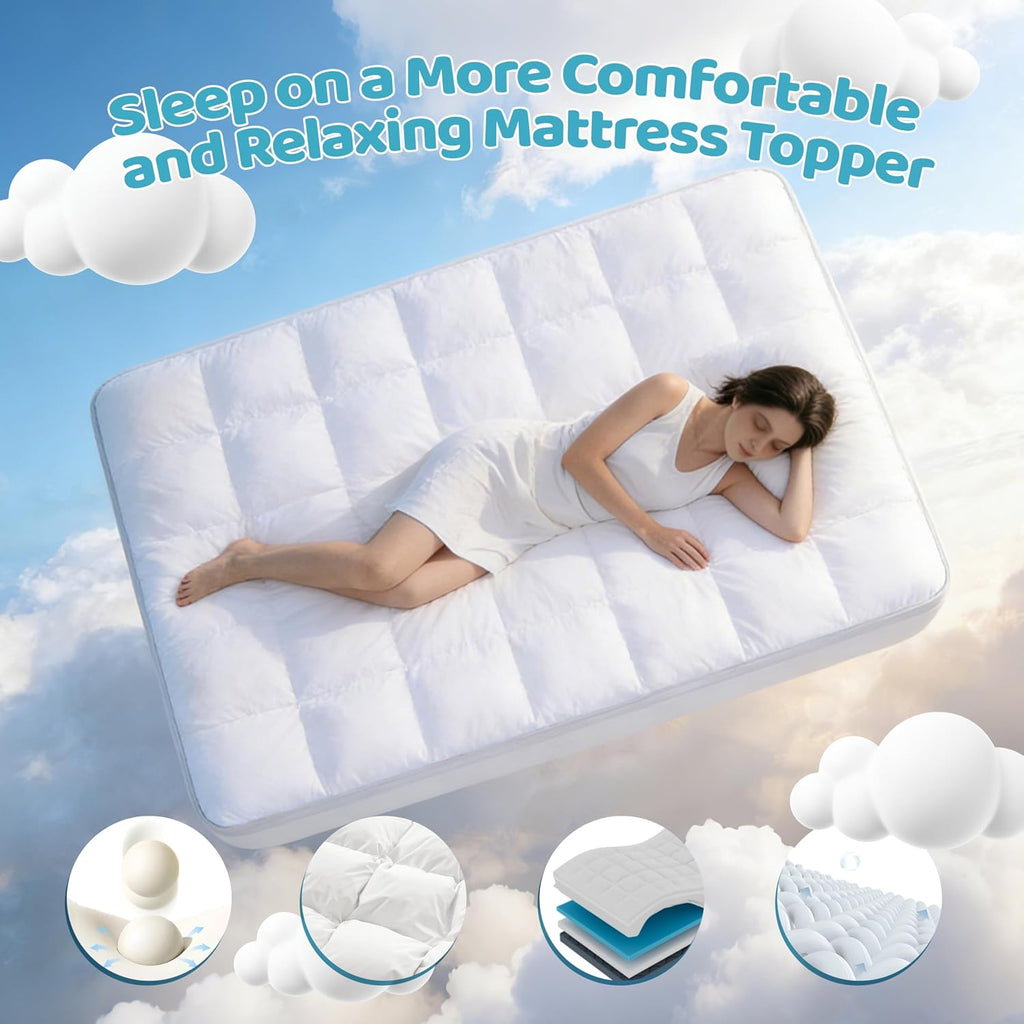 Mattrelax 4 Inch Memory Foam Mattress Topper King, 2" Cooling Gel Memory Foam + 2" Plush Pillow Top Mattress Pad, 2-in-1 Dual Layer Design,…