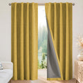 Joydeco Linen Blackout Curtains for Bedroom - 100% Light Blocking 1 Panels, Yellow Drapes 100" W x 120" L, Thermal Insulated Room Darkening…