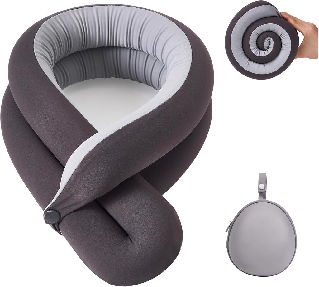KPNEOL Travel Pillow, Neck Pillow – Ergonomic Memory Foam Pillow for Airplane, Adjustable & Ultra-Lightweight with Dual-Sided Fabric for…