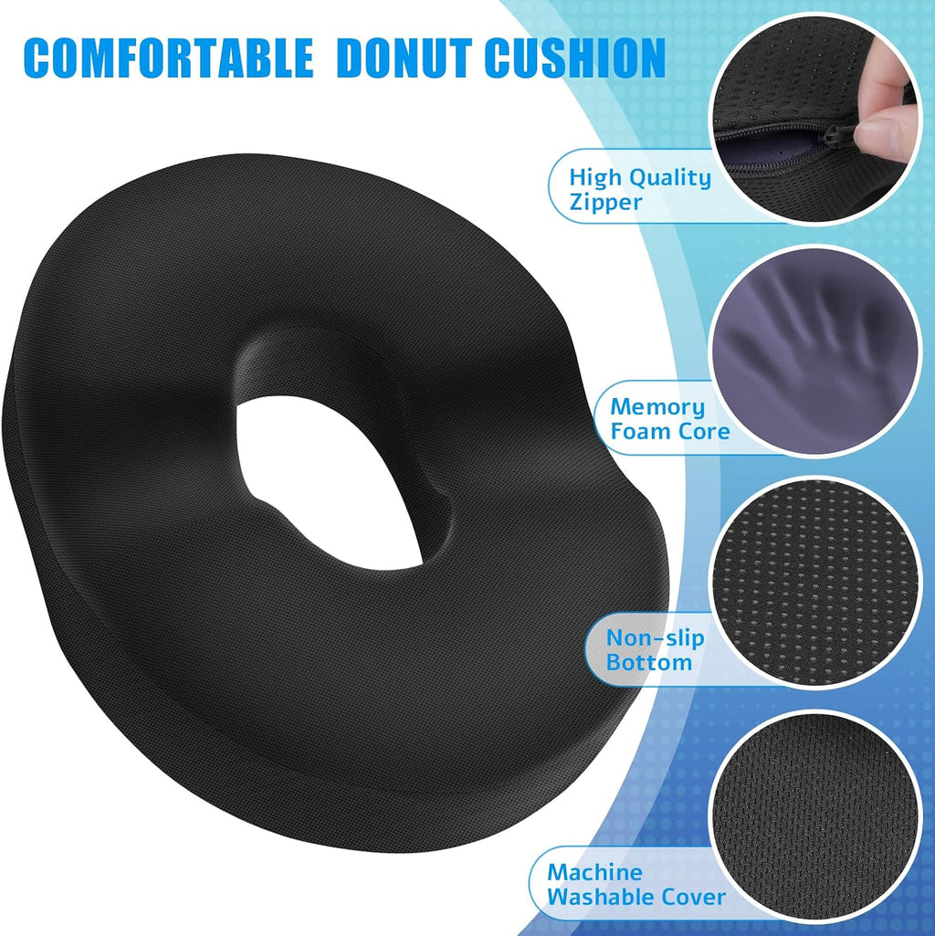 BlissTrends Donut Pillow Seat Cushion, Donut Chair Cushions for Postpartum Pregnancy & Hemorrhoids, Tailbone Cushion, Memory Foam Lifting C…