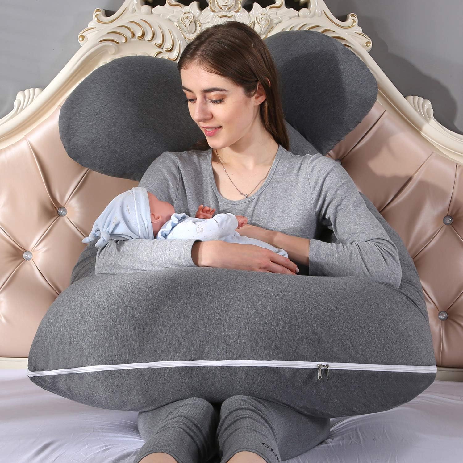 Amagoing 55 inches Pregnancy Pillows for Sleeping, U Shaped Maternity Full Body Pillow for Pregnant Women with Hip, Leg, Back, Belly Suppor…