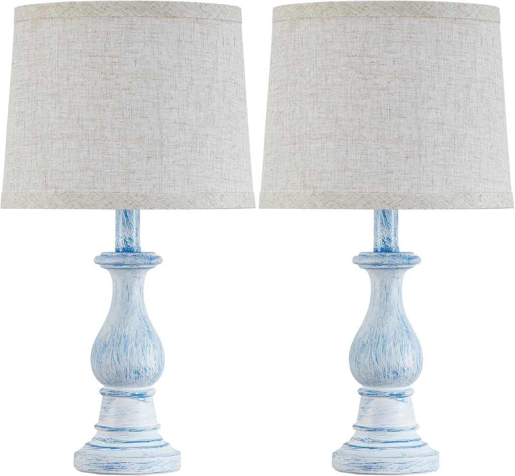 Vintage Table Lamp for Living Room Bedroom, 18.5" Farmhouse Bedside Lamps Nightstand Lamp Set of 2, Table Lamps with Oatmeal Linen Lamp…