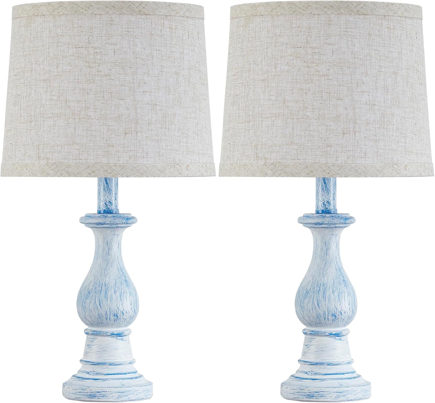 Vintage Table Lamp for Living Room Bedroom, 18.5" Farmhouse Bedside Lamps Nightstand Lamp Set of 2, Table Lamps with Oatmeal Linen Lamp…