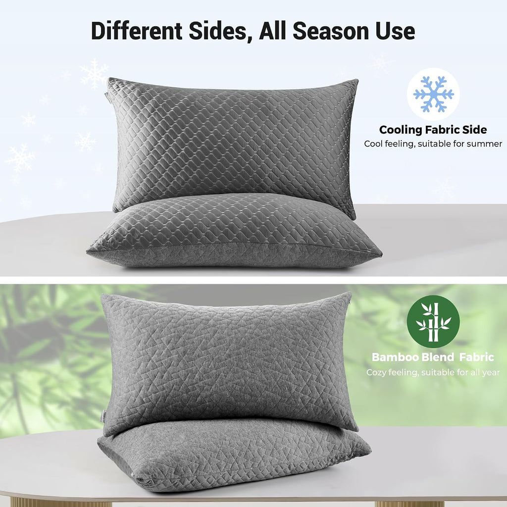 puredown® Pillows Queen Size Set of 2, Shredded Memory Foam Pillows, Cooling Foam Pillow for Sleeping, Soft Bed Pillow Queen Size with…