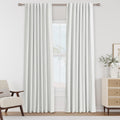Guken White 100% Blackout Linen Curtains 80 Inch Length 2 Panels Set for Living Room Bedroom Back Tab Thermal Insulated Black Out Linen Dra…