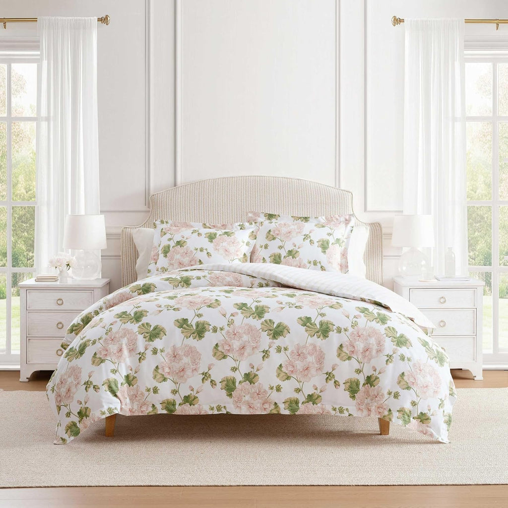 MarthaStewart Martha Stewart - King Duvet Cover Set, 100% Silky Smooth Cotton Sateen Bedding, 3 Piece Bed Set with Matching Pillowcases (Ge…