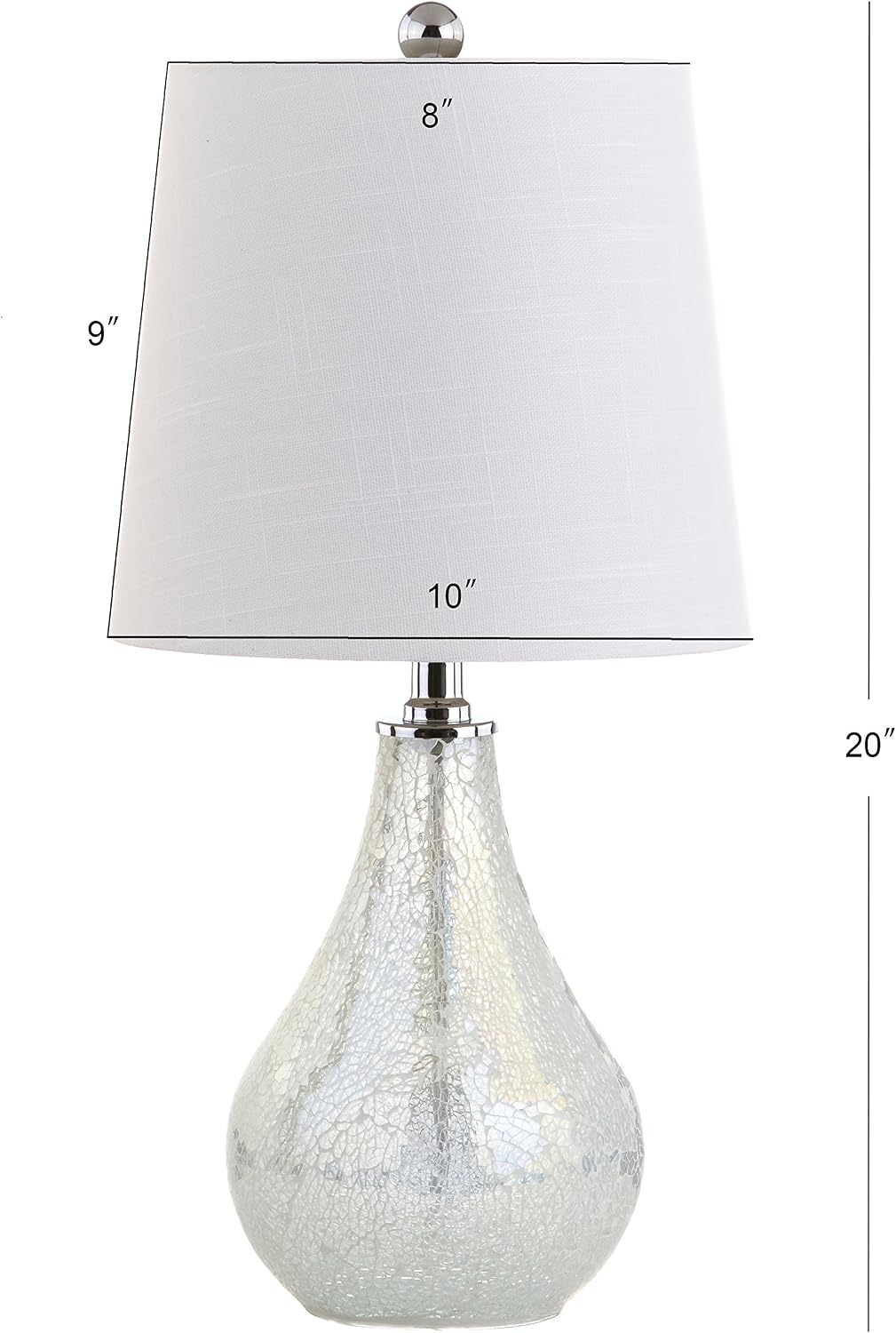JONATHAN Y 20.5" Mosaic White Coastal Mini LED Table Lamp for Living Room Office, White Linen Drum Shade, Modern Mother of Pearl Bedside…