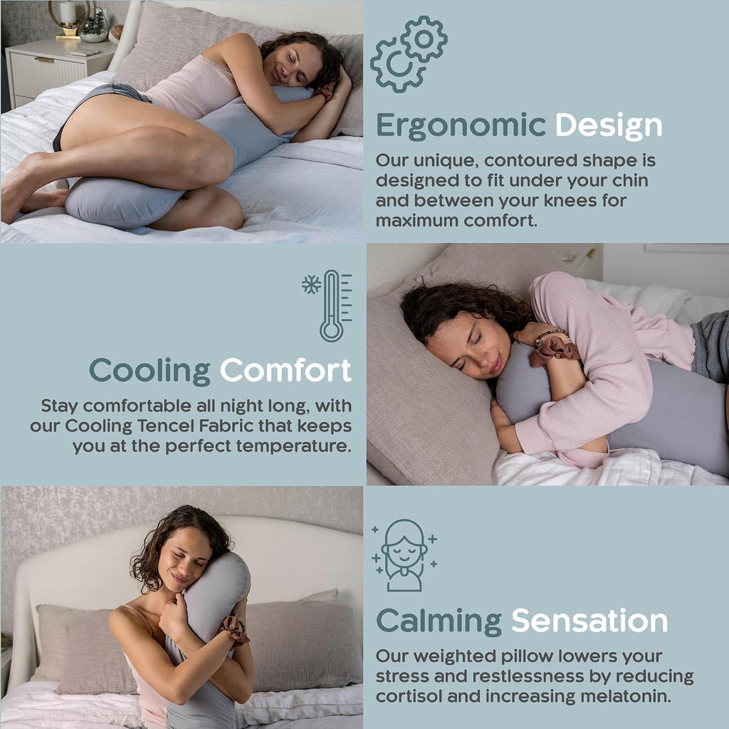 SleepCloud Weighted Body Pillow 6.5lbs - Weighted Pillow for Deeper Sleep (41" x 10") - Cooling Body Pillows for Adults, Full Body Pillow…