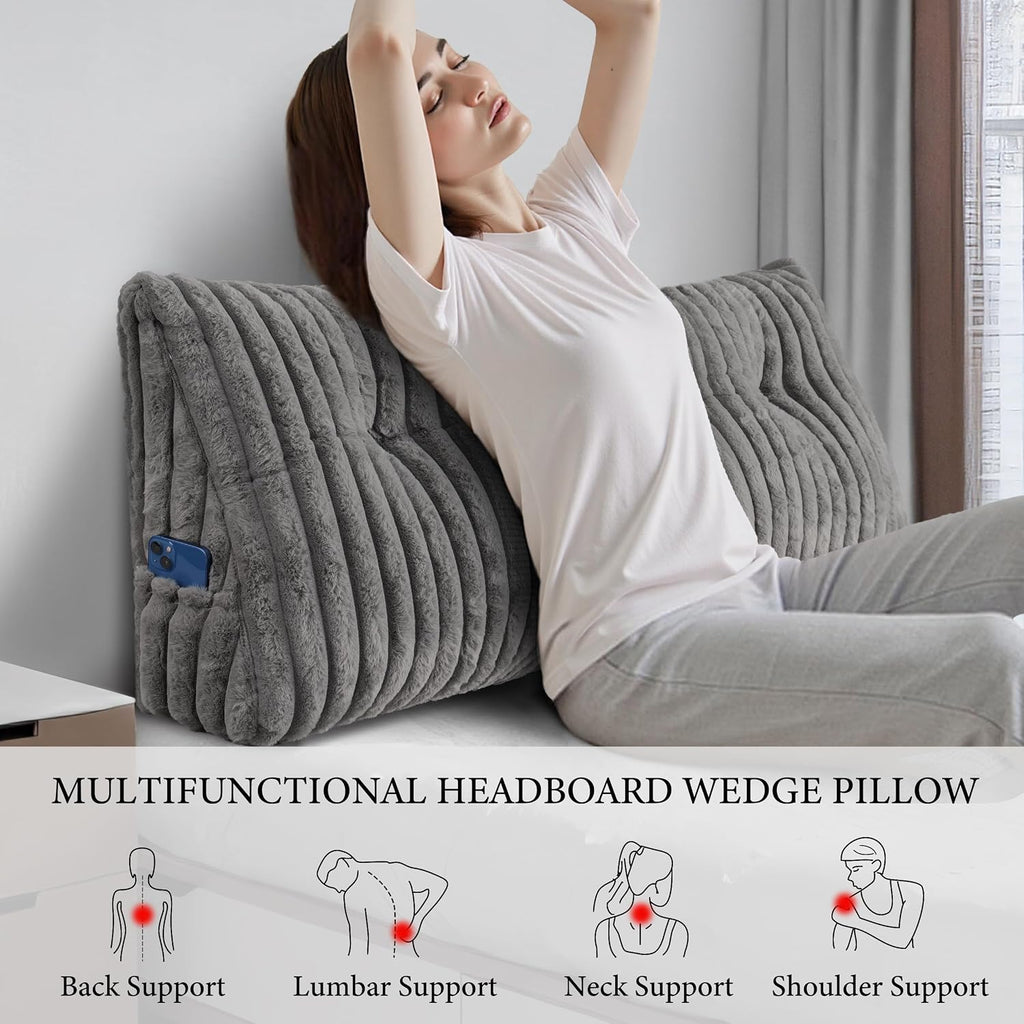 Headboard Pillow Queen, Triangular Wedge Pillow Headboard Queen, Cushion Headboards Reading Pillows, Backrest Pillows for Sitting in Bed…