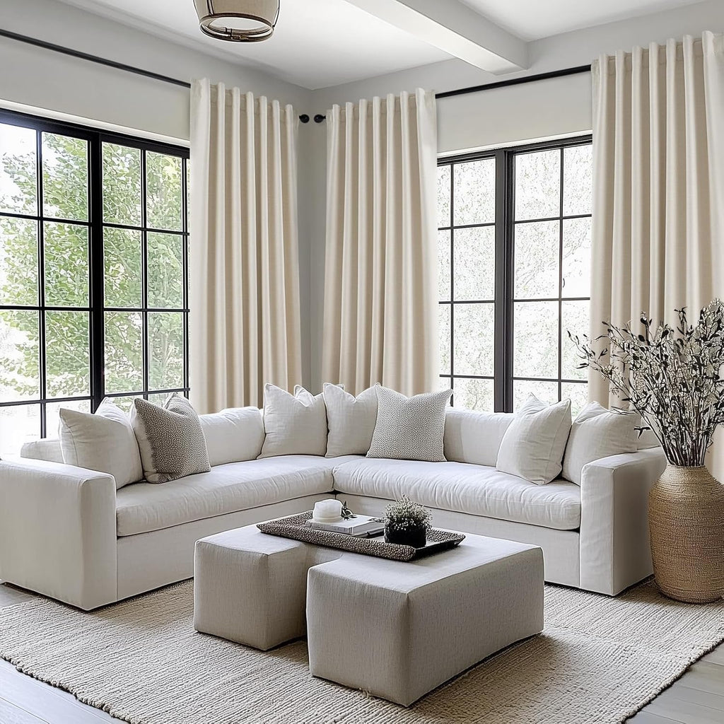 Topfinel Blackout Curtains for Bedroom 96 Inch Long, Beige Tan Boho Energy Efficient Insulated Floor to Ceiling Track Curtains Tab Top 2 Pa…