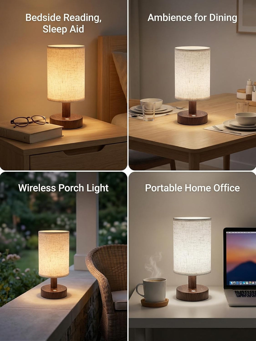 Rechargeable Cordless Table Lamp – 4000mAh Battery Bedside Lamp, Mini Touch Control Dimmable LED Light with 3 Color Modes, Portable Night…