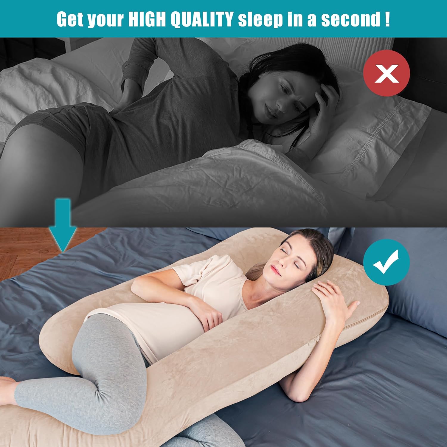 Cute Castle Pregnancy Pillows, Soft U-Shape Maternity Pillow with Removable Cover - Full Body Pillows for Adults Sleeping - Pregnancy…