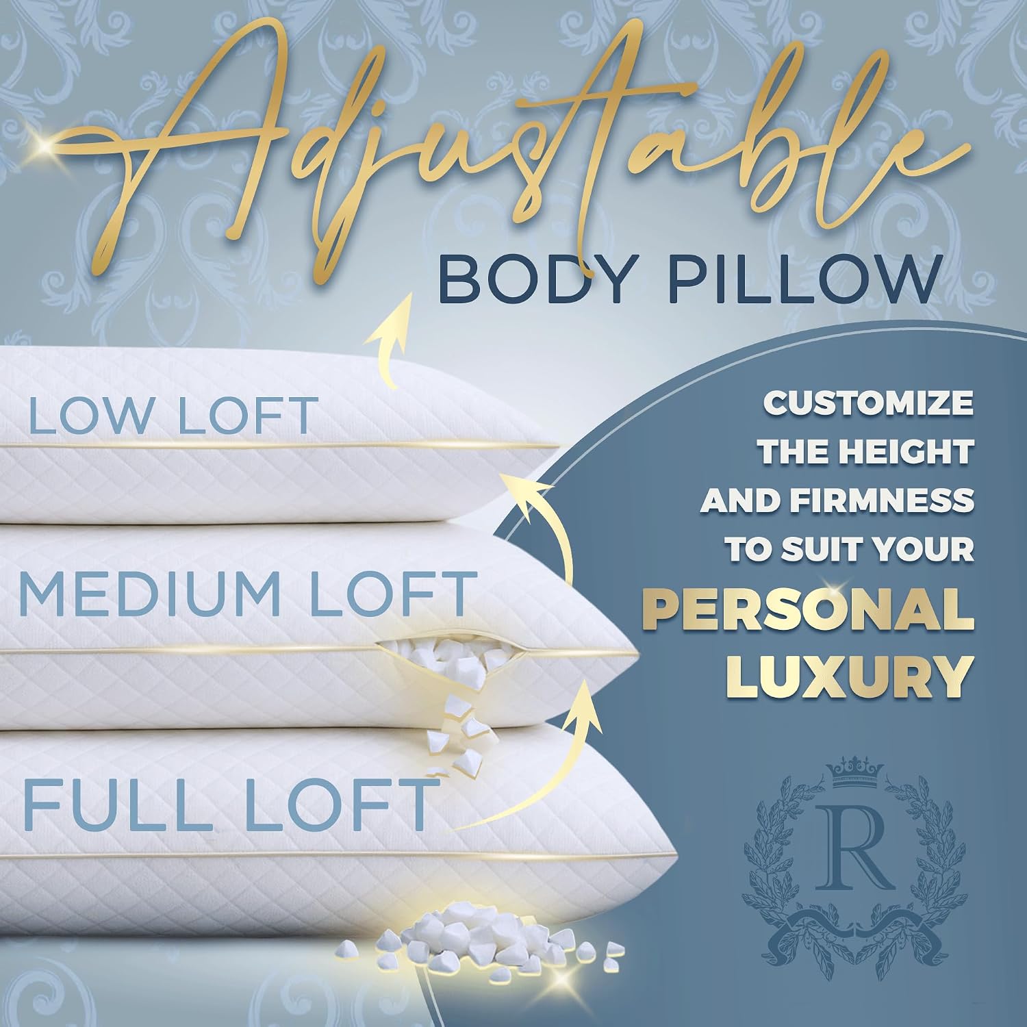 Royaltherapy Royal relaxation Body Pillow for Adults – 20x54 Full Body Pillow for Side Sleeper, Pregnancy, Back Pain & Maternity – Memory…