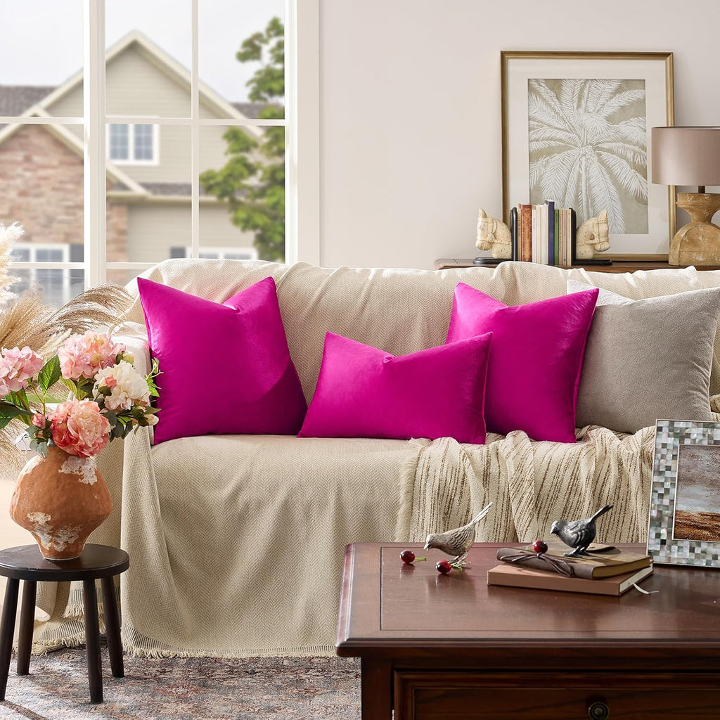GIGIZAZAFocusingonhomedecoration GIGIZAZA Pillow Covers 20x20 Velvet Decorative Pillows Sofa Couch Throw Pillow Covers Hot Pink Pack of 2 C…