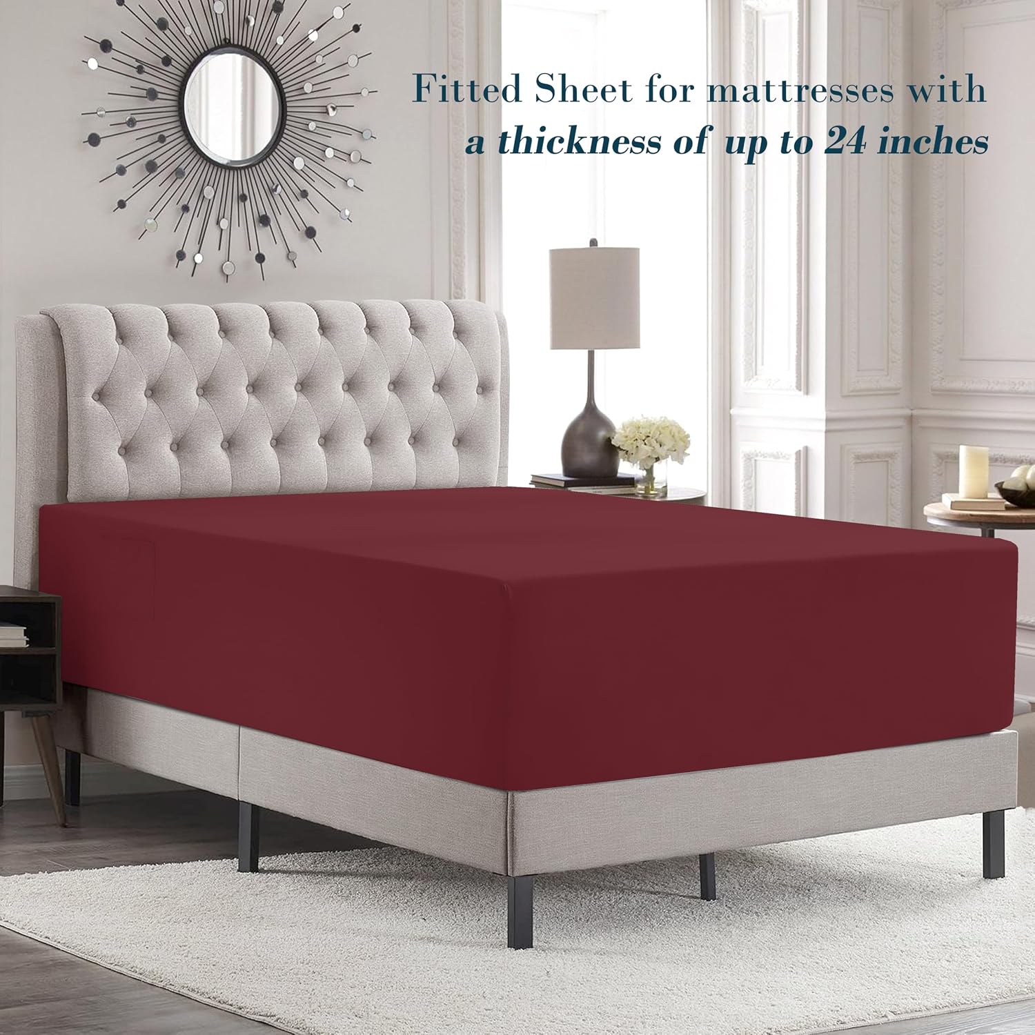 MocassiLuxuryBedding Mocassi Twin Size 4-Piece Bed Sheet Set - 1800 Hotel Quality Microfiber 18-24 Inches Extra Deep Pocket Fitted Sheet- L…