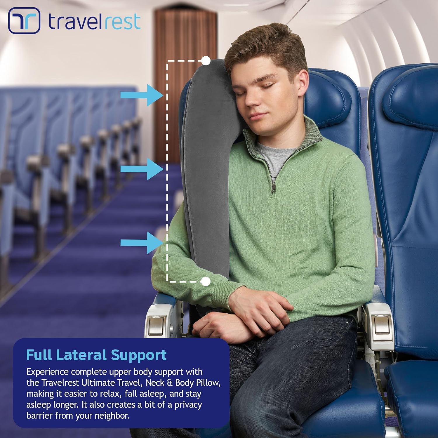 TRAVELREST Ultimate Inflatable Neck Support & Body Pillow - Airplane Pillow for Long Flight Comfort, Travel Essentials, Sleeping…