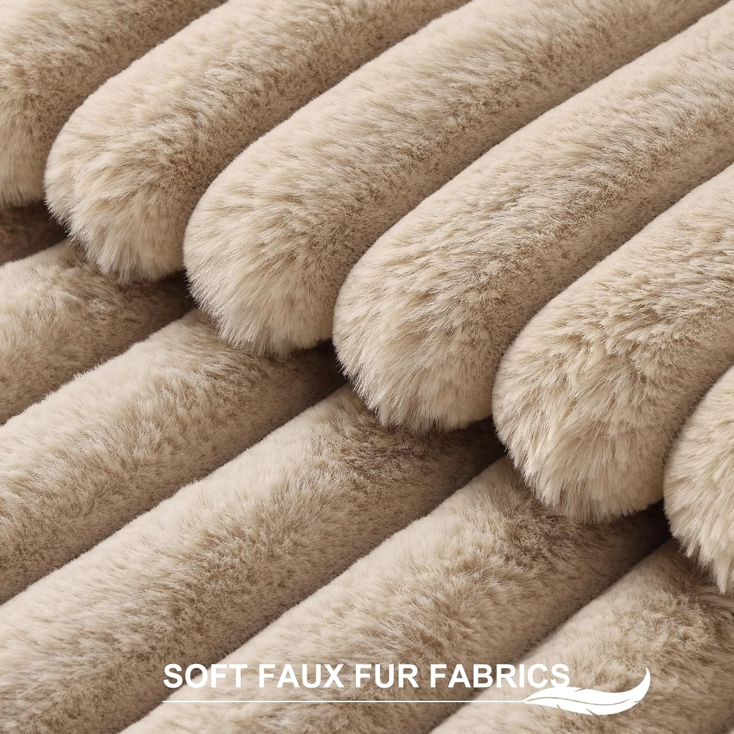 Pallene Faux Fur Plush Throw Pillow Covers 26x26 Set of 2, Luxury Soft Fluffy Striped Decorative Pillow Covers for Sofa, Couch, Living…