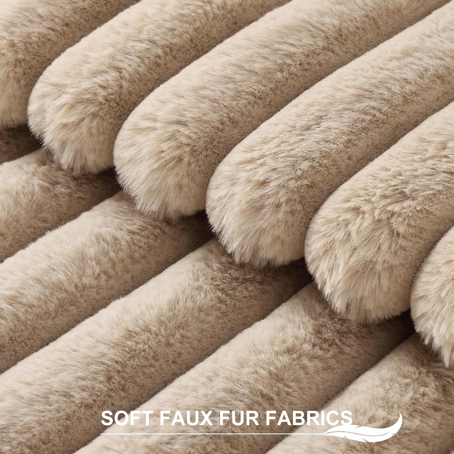 Pallene Faux Fur Plush Throw Pillow Covers 24x24 Set of 2, Luxury Soft Fluffy Striped Decorative Pillow Covers for Sofa, Couch, Living…