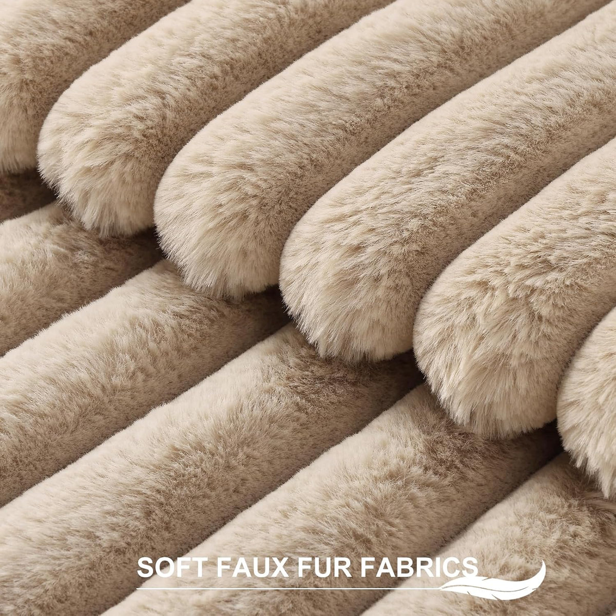 Pallene Faux Fur Plush Throw Pillow Covers 20x20 Set of 2, Luxury Soft Fluffy Striped Decorative Pillow Covers for Sofa, Couch, Living…