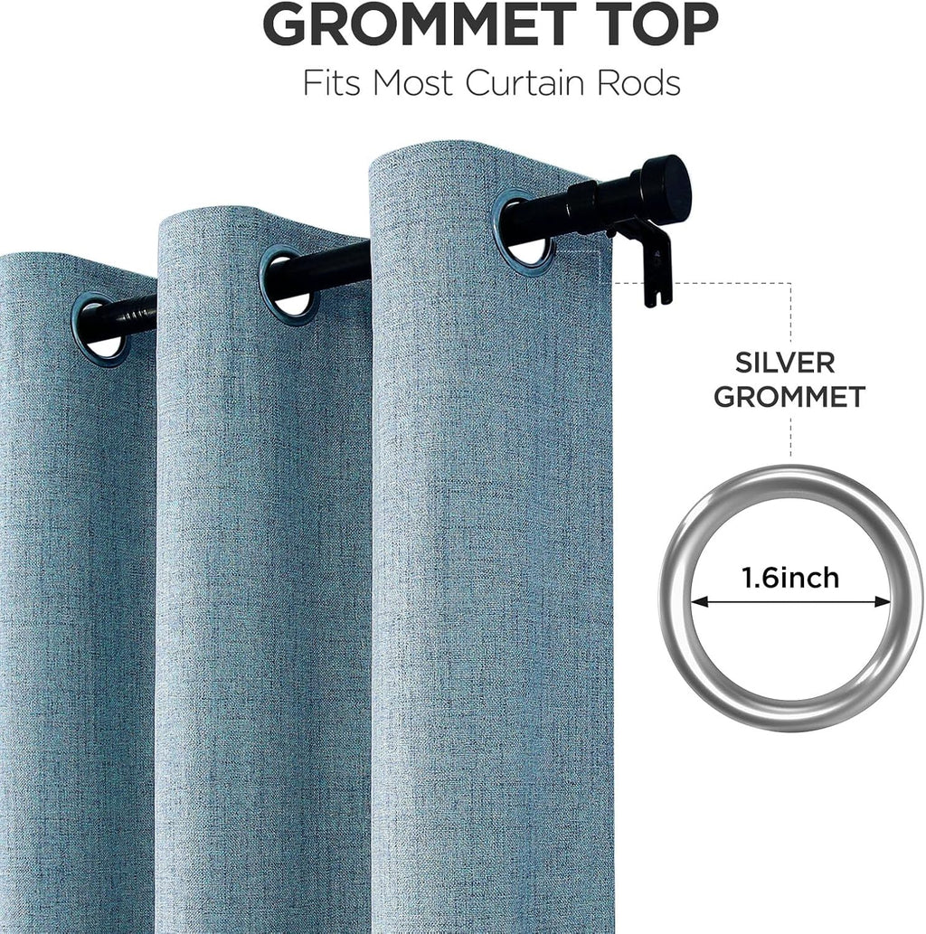 Joydeco Light Blue Blackout Curtains 120 Inches Long, Extra Long Curtains 120 Inch Length 1 Panel for Bedroom, Thermal Insulated Linen…