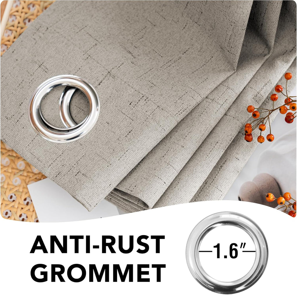 H.VERSAILTEX Linen Blackout Curtains Durable Thick Textured Linen Look 100% Blackout Patio Door Curtain Anti Rust Grommet Extra Wide…