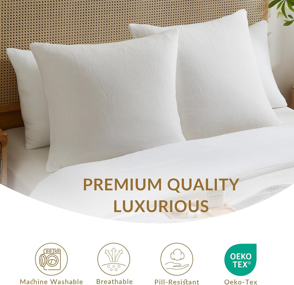 DefineCozyHealthyLife SE SOFTEXLY Muslin Pillowcases Throw Size 100% Cotton, 2 Pack Linen Like Pillow Shams with Zippered Closure, Ultral S…