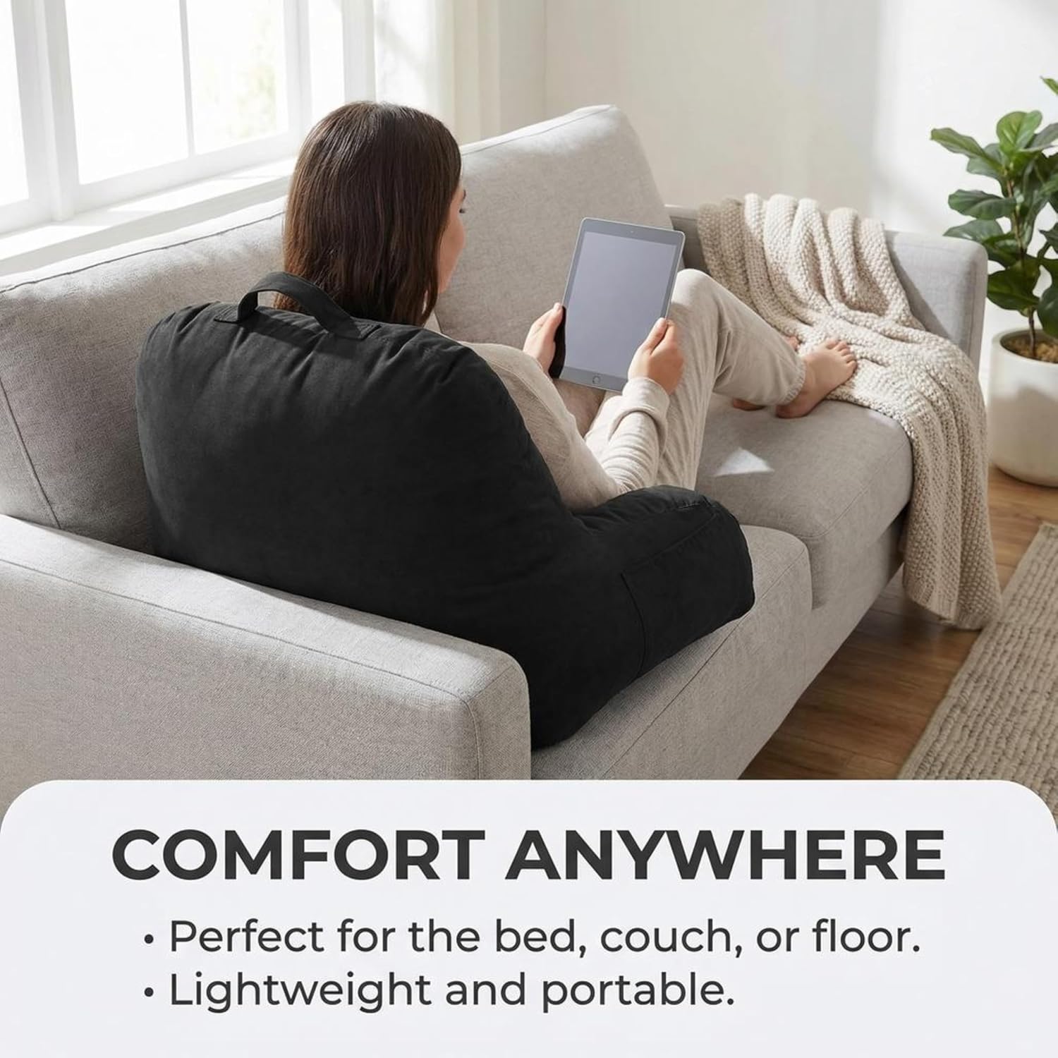 Deluxe Comfort Microsuede Bed Rest - Reading and Bedrest Lounger - Sitting Supprt Pillow - Soft But Firmly Stuffed Fiberfill - Backrest Pil…