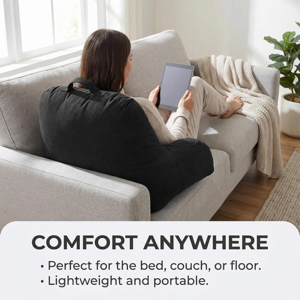 Deluxe Comfort Microsuede Bed Rest - Backrest Pillow with Arms - Bed Rest Pillow - Reading Bedrest Lounger - Sitting Support Pillow - Soft…