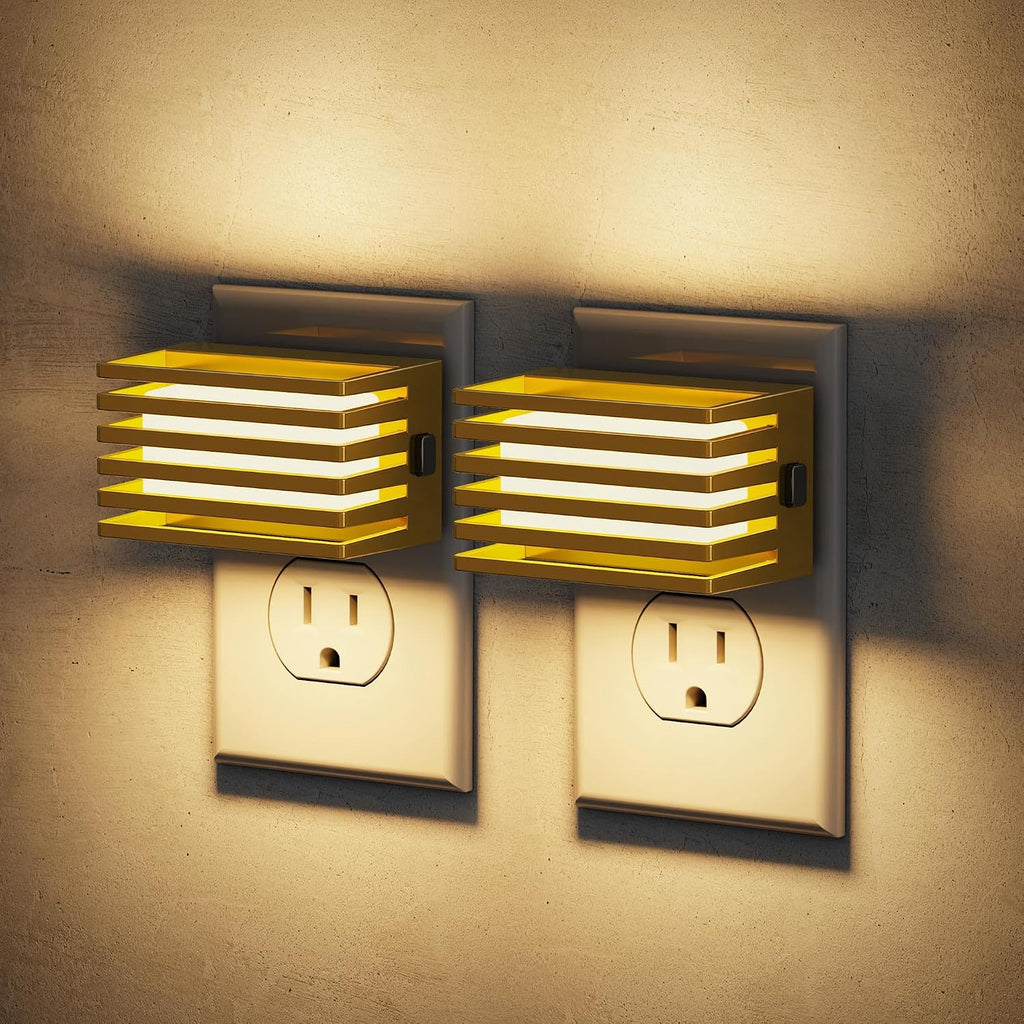 JandCase LED Night Light, Gold Night Lights Plug into Wall with Dusk to Dawn Sensor, Dimmable Plug in Night Light [2 Pack], Adjustable…