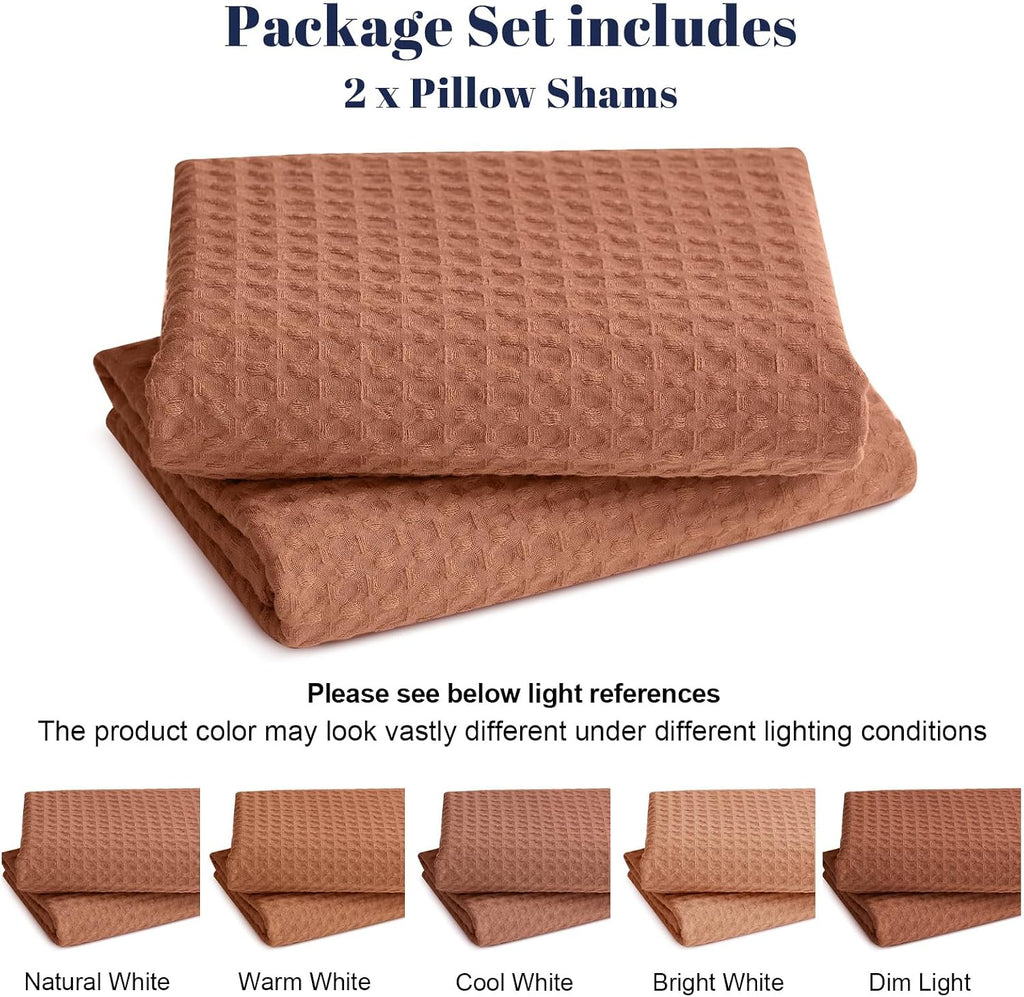 Phf Ultra Soft Waffle Weave Euro Shams Pillow Covers, No Filling, 2 Pack 26" x 26" Bed Cushion Covers, Breathable & Skin-Friendly Bed Pillo…