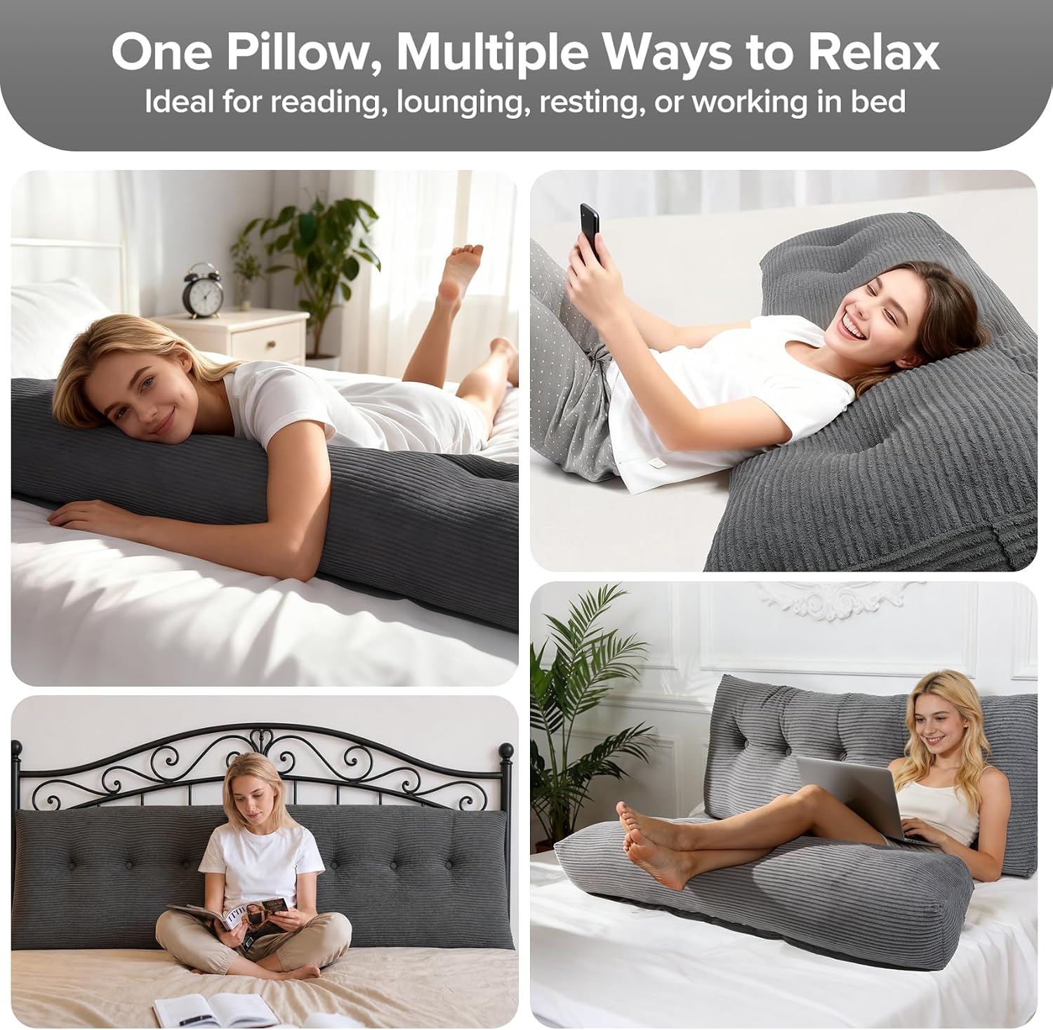Royal Choice Headboard Pillow for Sitting Up in Bed, King Size Backrest Triangle Reading Pillow for Daybed, Supportive Bed Back Pillow for…