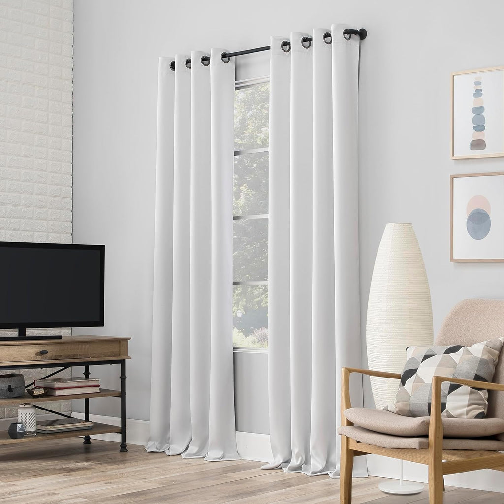 Sun Zero Nordic 2-pack Theater Grade Extreme 100% Blackout Grommet Curtain Panel Pair, 52" x 120", Pearl