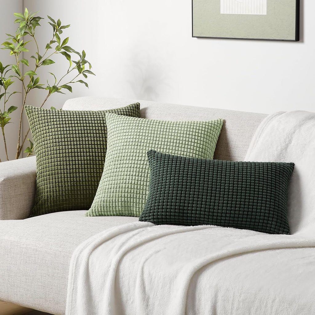 Softalker Throw Pillow Covers 20x20 Inch, Set of 2, Soft Corduroy Boho Stripe Decorative Pillow Cover, Couch Fluffy Pillow Cover for…