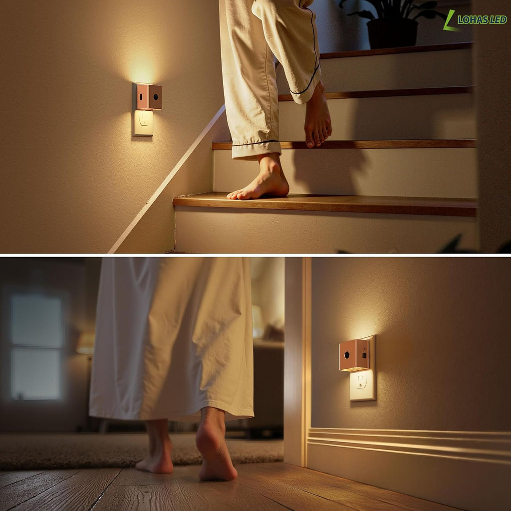 L LOHAS LED Night Light, Plug in Night Light with Motion Sensor and Dusk to Dawn Sensor, Brightness Adjustable,3000K Soft White, Rose Gold…