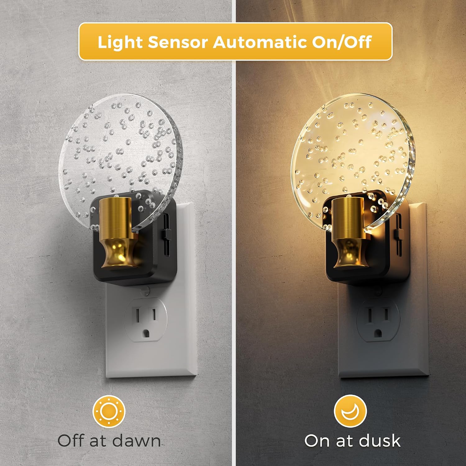 L LOHAS LED Night Lights Plug into Wall, Dusk to Dawn Sensor, 3000K Soft White LED, 180° Rotating Acrylic Bubble Nightlight, 0-100lm…