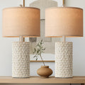 PARTPHONER 23" Modern Ceramic Table Lamp Set of 2, Table Lamps for Living Room, Rustic Farmhouse Bedside Lamps Nightstand lamp for…