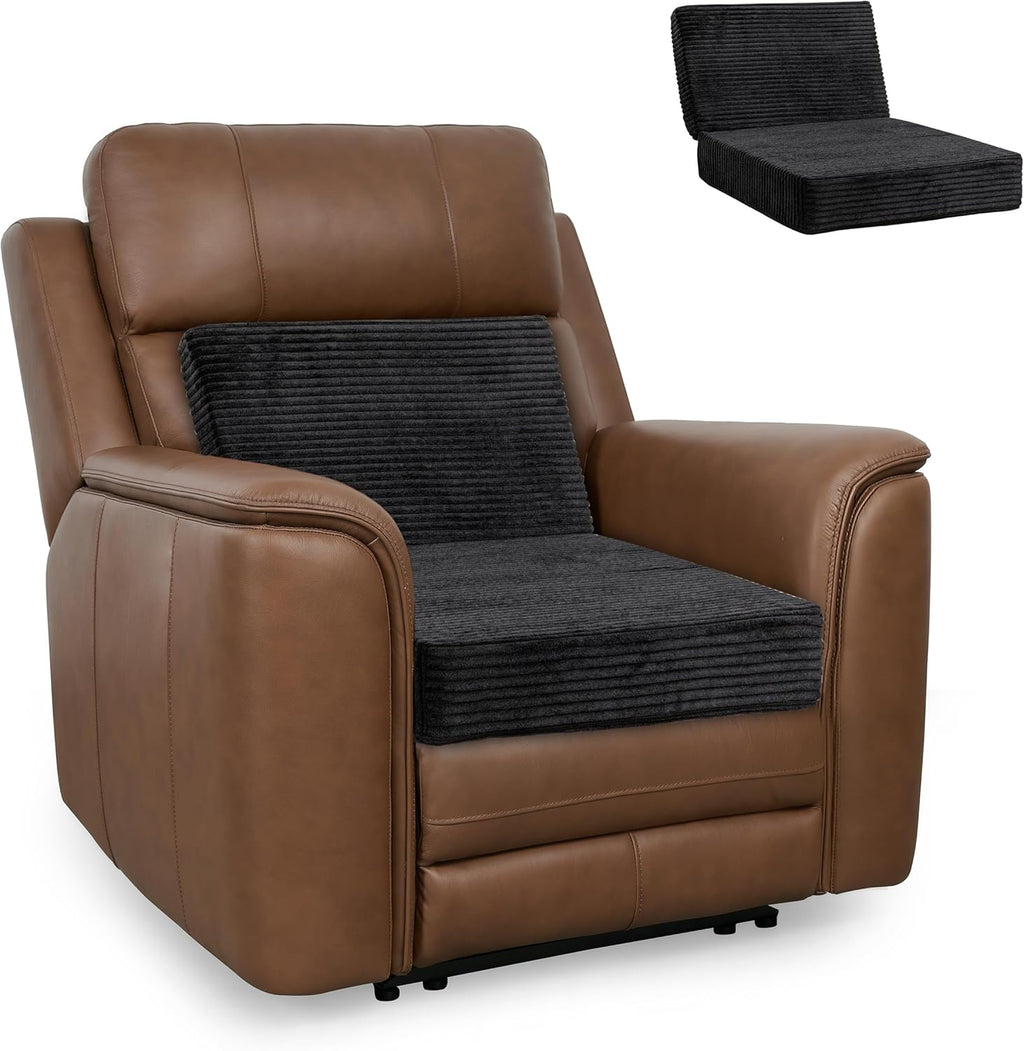 HIGOGOGO Corduroy Recliner Chair Cushion with Lumbar Support Pillow Soft Non-Slip 4" Thick Seat Pad Prevent Buttocks & Back Pain for…