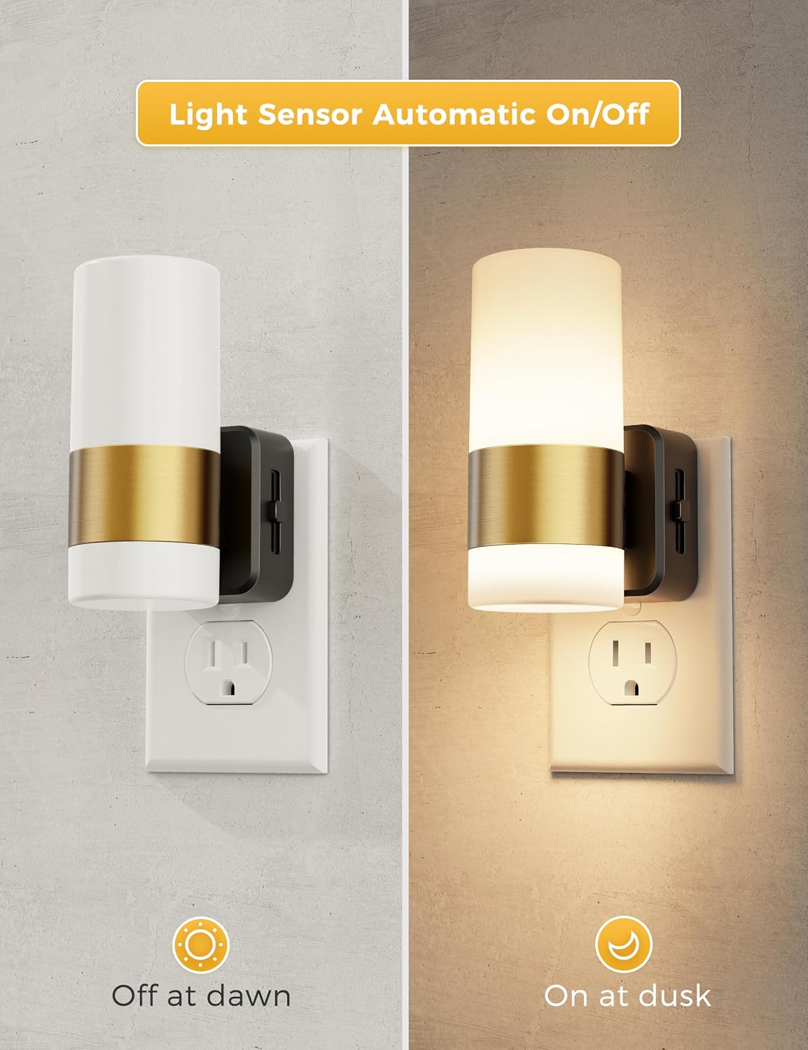 L LOHAS LED Dimmable Night Light 2 Pack, Dusk to Dawn Sensor, Support 0-100 Lumen Brightness Ajdustable, 3000K Soft White