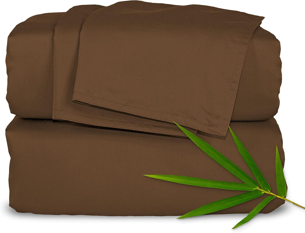 PureBamboo Pure Bamboo King Sheets, Genuine 100% Organic Viscose Derived from Bamboo Bed Sheet Set, Luxuriously Soft & Cooling, Double Stit…