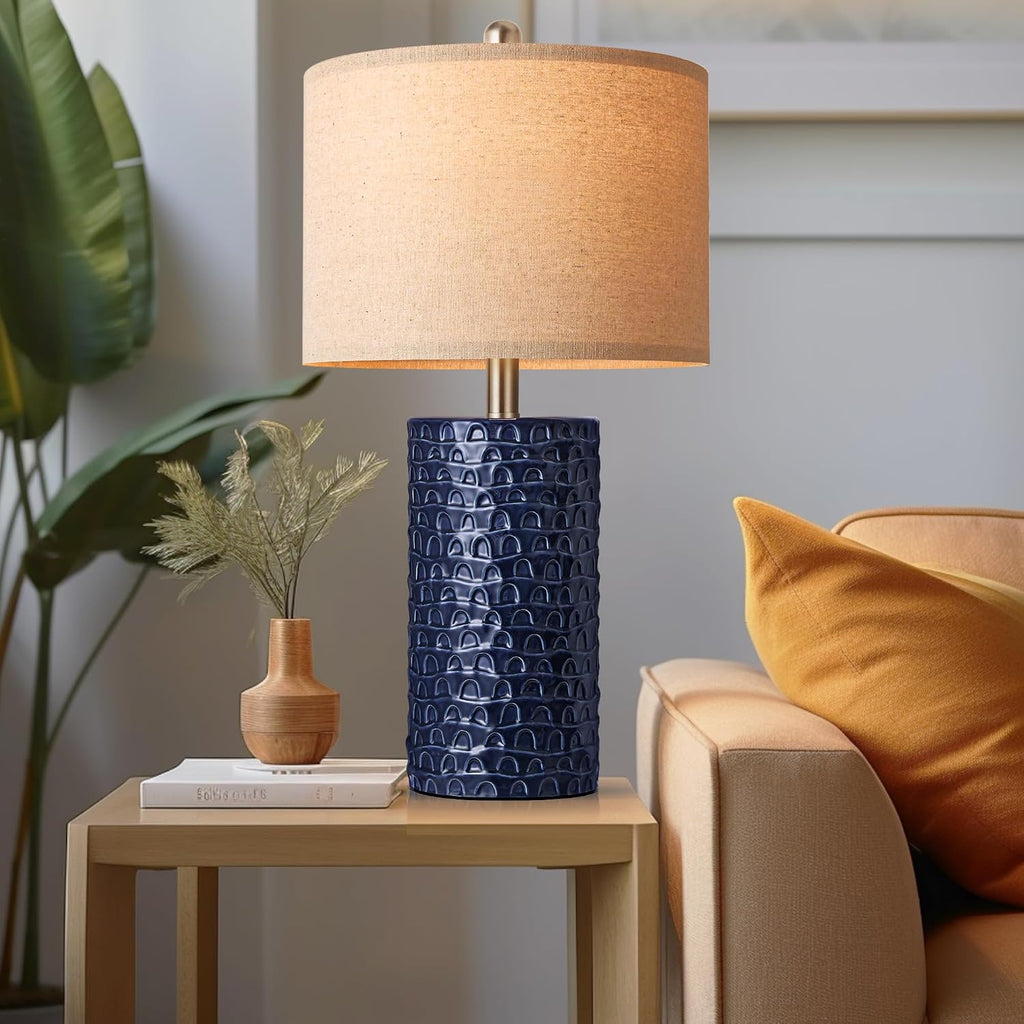 PARTPHONER 23" Modern Ceramic Table Lamp Set of 2, Table Lamps for Living Room, Rustic Farmhouse Bedside Lamps Nightstand lamp for…