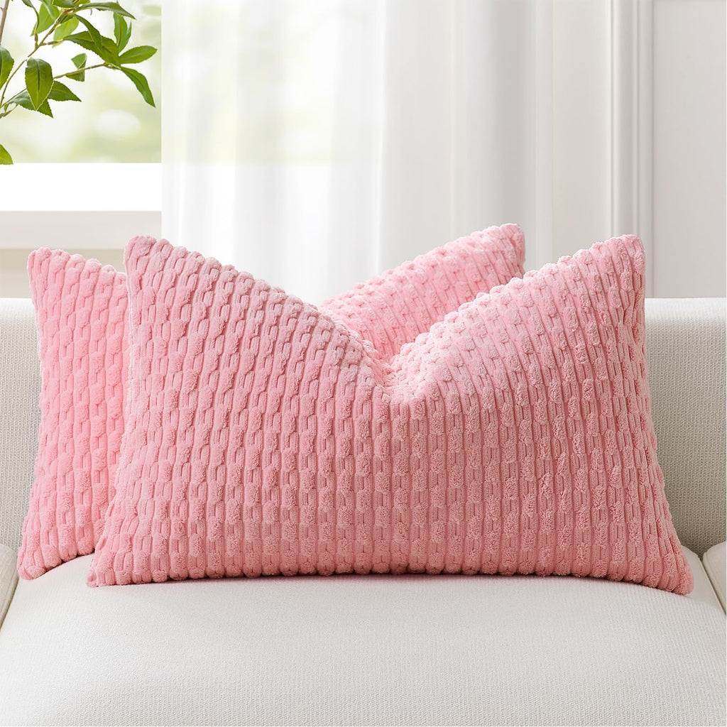KevinTextile Kevin Textile Valentines Day 14x24 Inch Pillow Cover 1 Pack Boho Decorative Soft Striped Corduroy Lumbar Farmhouse Accent Rect…