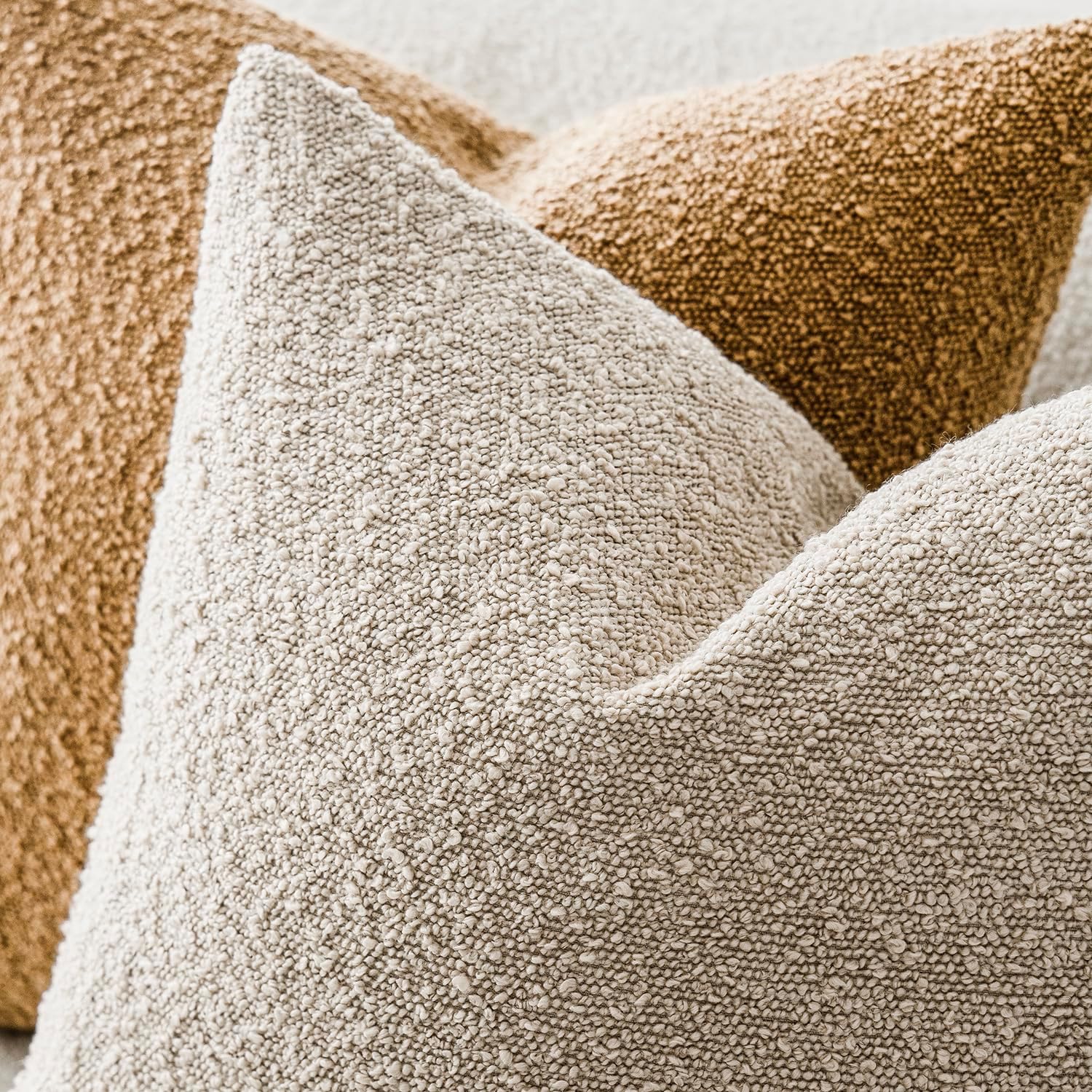 Foindtower Decorative Textured Boucle Throw Pillow Covers Accent Solid Pillow Cases Neutral Long Body Lumbar Couch Cushion Case for Chair…