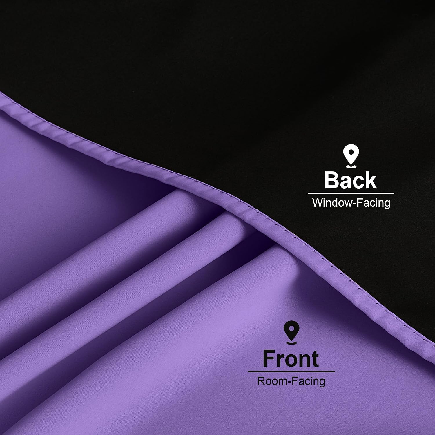 Nicetown 100% Blackout Curtains for Nursery, Lilac Purple W52 x L84 Set of 2 Light Blocking & Soundproof Drapes, Rod Pocket Black Lined Wind…